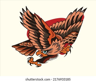 old school traditional eagle tattoo flash