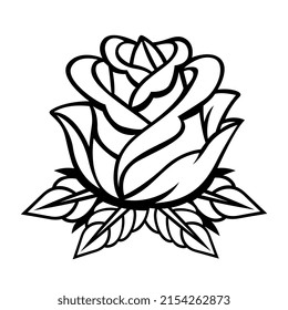 Old School Traditional Rose Tattoo Icon Stock Vector (royalty Free 