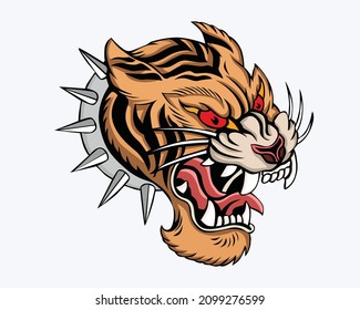 Old school traditional tiger head tattoos