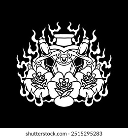 old school vector design for t-shirt, tattoo, etc