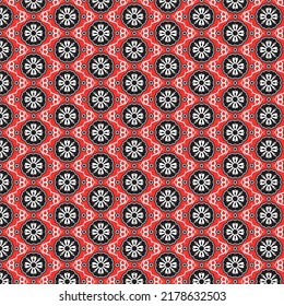 Old School Vintage Flower Pattern, Black White And Red, Good For Textile, Decoration, Wrapping