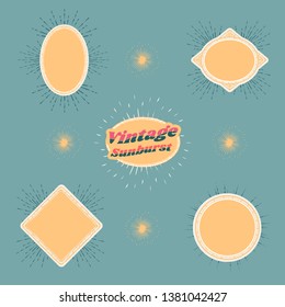 Old school vintage sunburst badge vectors collection