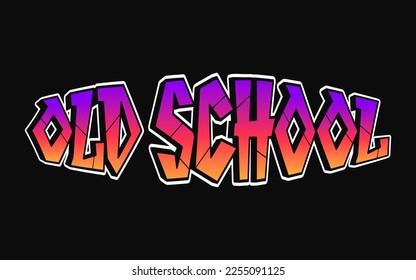 Old School word trippy psychedelic graffiti style letters.Vector hand drawn doodle cartoon logo Old School illustration. Funny cool trippy letters, fashion, graffiti style print for t-shirt, poster 