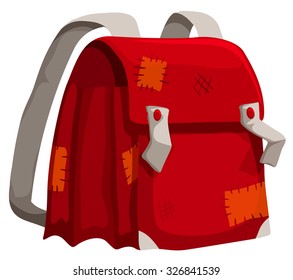 Old schoolbag with marks illustration