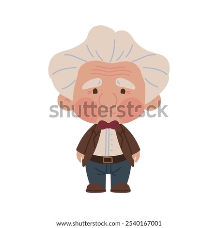 old scientist character cartoon isolated