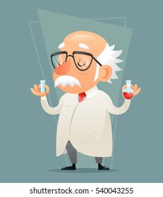 Old Scientist Test-tube Icon Retro Cartoon Design Mobile game Vector Illustration