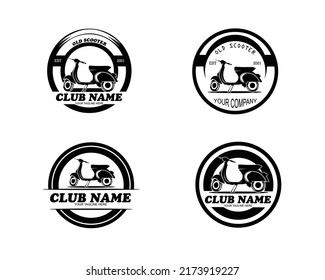 Old scooter club logo vintage collection set