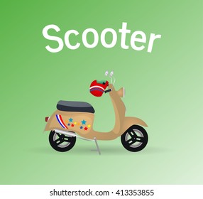 Old scooter motor object emblem retro icon