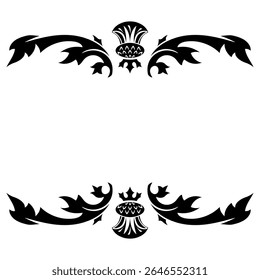 Old Scottish design. Thistle flower in Celtic ethnic style, isolated on white, vector illustration