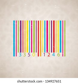 Old scrapped background with barcode. EPS10 vector