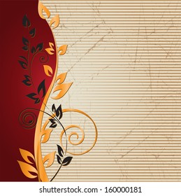old scratched background with a graceful branch