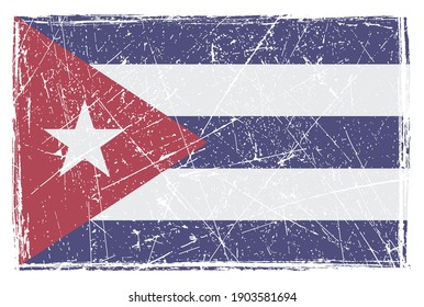 Old scratched Cuba flag.Grunge flag of Cuba.