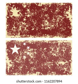 Old scratched flag of China. Vector illustration of vintage flag of China. Removable scratches.