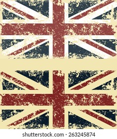 Old Scratched Flag. Vector Illustration Of Vintage English Flag