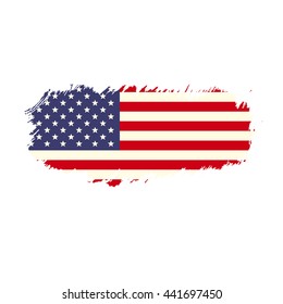 Old scratched flag. Vector illustration of vintage USA flag. Easy to use and edit for poster, cover, banner. 