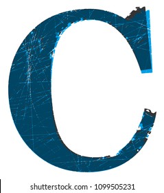 Old scratched font.