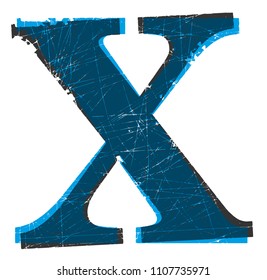 Old scratched font.Letter X
