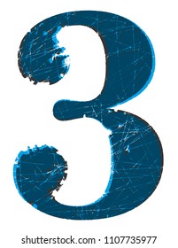 Old scratched font.Number 3