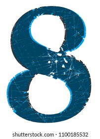 Old scratched font.Number 8