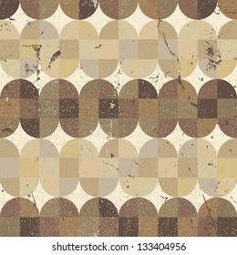 Old scratched and spotted mosaic seamless background, vector retro style design. Contain seamless messy aged texture that can be used separately.