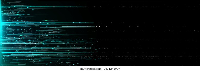 Efecto de error de pantalla anterior. ilustración realista de Vector Video Imagen de fondo vhs retro con textura de ruido abstracto, patrón de píxeles turquesa sobre fondo negro, diseño de tv roto de los años 90, distorsionado