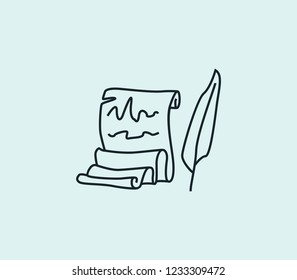 Old script icon line isolated on clean background. Old script icon concept drawing icon line in modern style. Vector illustration for your web mobile logo app UI design.