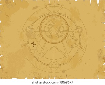 Old scroll with alchemy pentagram