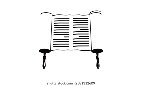 Old scroll book , black isolated silhouette