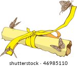 old scroll with butterflies