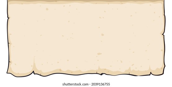 Old scroll coming from the top with outline and old texture. Template in cartoon style over white background.