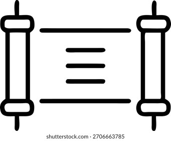 Old scroll drawing in outline, simple design with a clean background. Classic vintage ancient document.