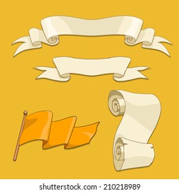 Old scroll flag and ribbon vector illustration