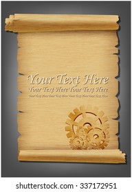 Old scroll with gears