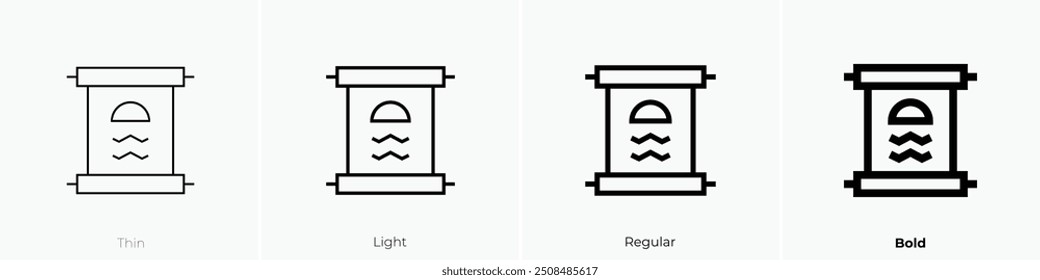 old scroll icon. Thin, Light Regular And Bold style design isolated on white background
