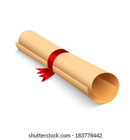 Old scroll isolated on white 