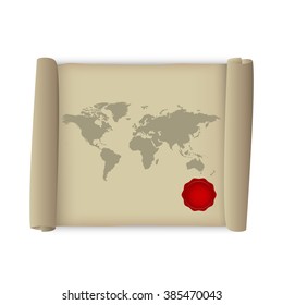 Old scroll, manuscript and map. Vector illustration EPS 10
