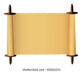 Old scroll on white background. Vector