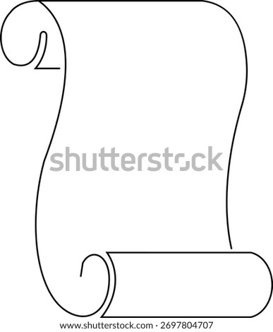 Old scroll paper icon antique parchment, vintage manuscript, and rolled document ancient writing and medieval paper in black line, and gradient style vector illustration