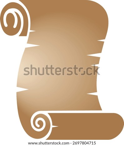 Old scroll paper icon , antique parchment, vintage manuscript, and rolled document ancient writing and medieval paper in black, line, and gradient style vector illustration