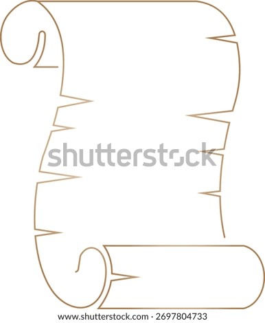 Old scroll paper icon antique parchment, vintage manuscript, and rolled document ancient writing and medieval paper in black line, and gradient style vector illustration