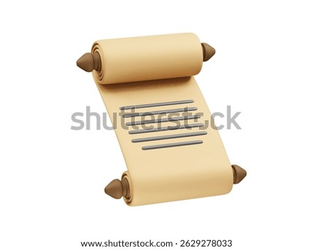 old scroll paper icon illustration 3d render