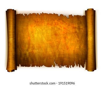 Old scroll paper isolated on white background. Vector