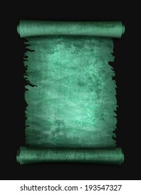 Old scroll paper isolated on black background. Vector