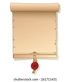 Old Scroll Paper. Paper On White Background. Paper With Signet. Paper With Space For Your Text. Vector Template. Scroll Paper Roll. Scroll Paper For Invitations. Scroll Paper For Sale.