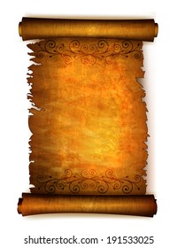 Old scroll paper with ornament. Vector 
