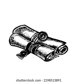 Old Scroll Seal Hand Drawn Engraving Stock Vector (Royalty Free