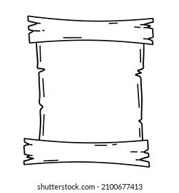 Old Scroll. Template For Antique Text. Medieval Papyrus. Paper For Writing. Outline Cartoon Illustration