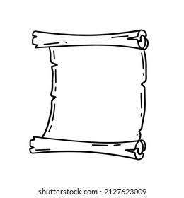 Old scroll. Template for antique text. Medieval papyrus. Paper for writing. Outline cartoon illustration