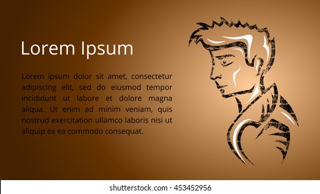 Old scroll, vector illustration. Man vintage illustration on old paper.
