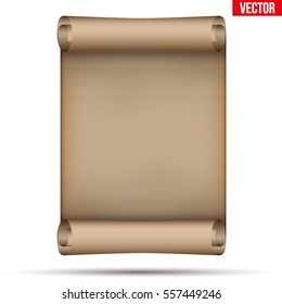 Old Scrolled Paper. Vertical style. Vector illustration Isolated on white background.